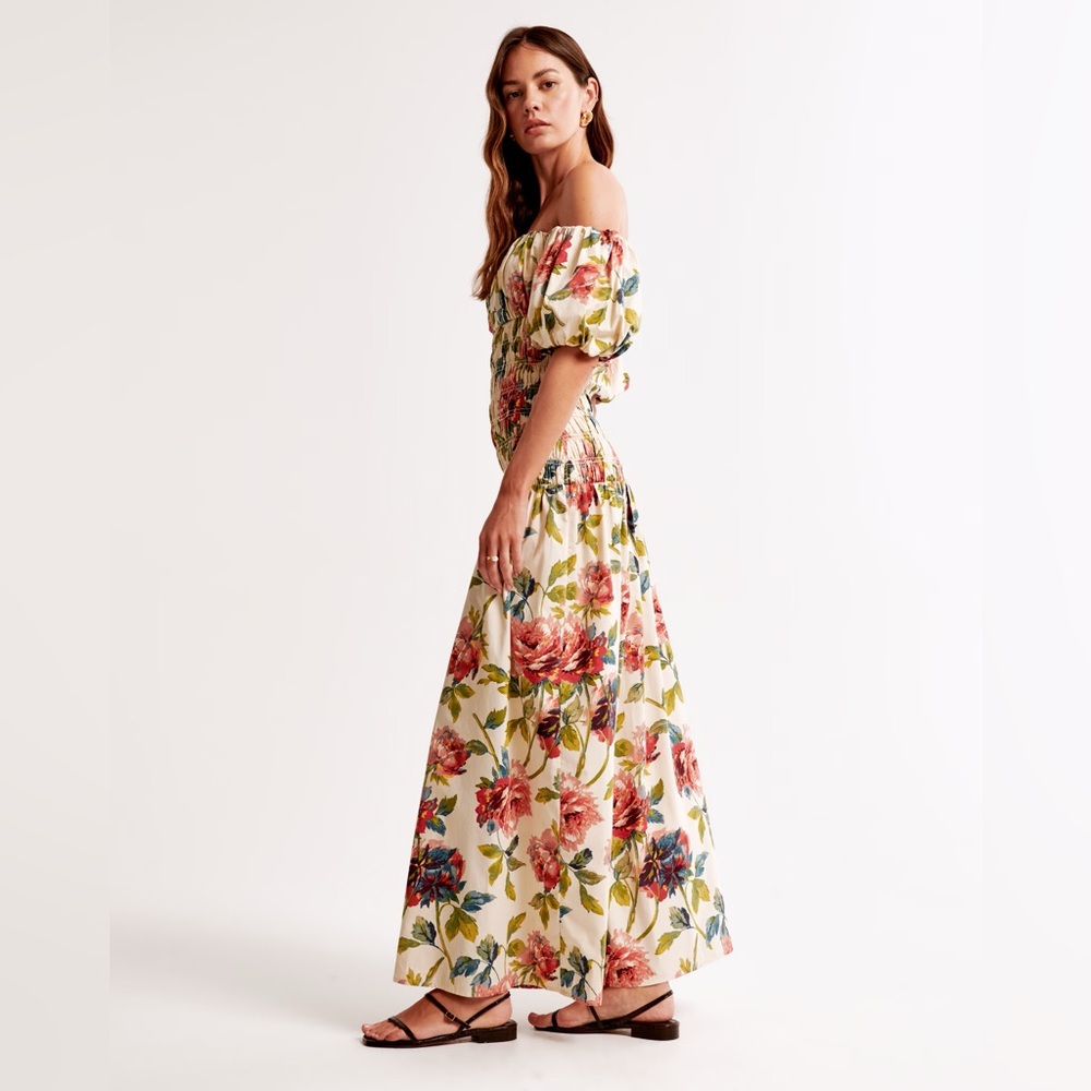 Abercrombie Floral Off-Shoulder Puff Sleeve Maxi Dress - Picture 3 of 7